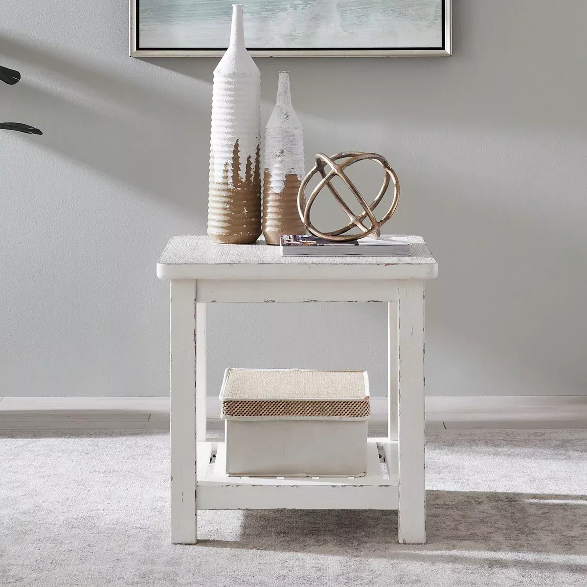 Backroads - End Table - Weathered White & Parchment Brown