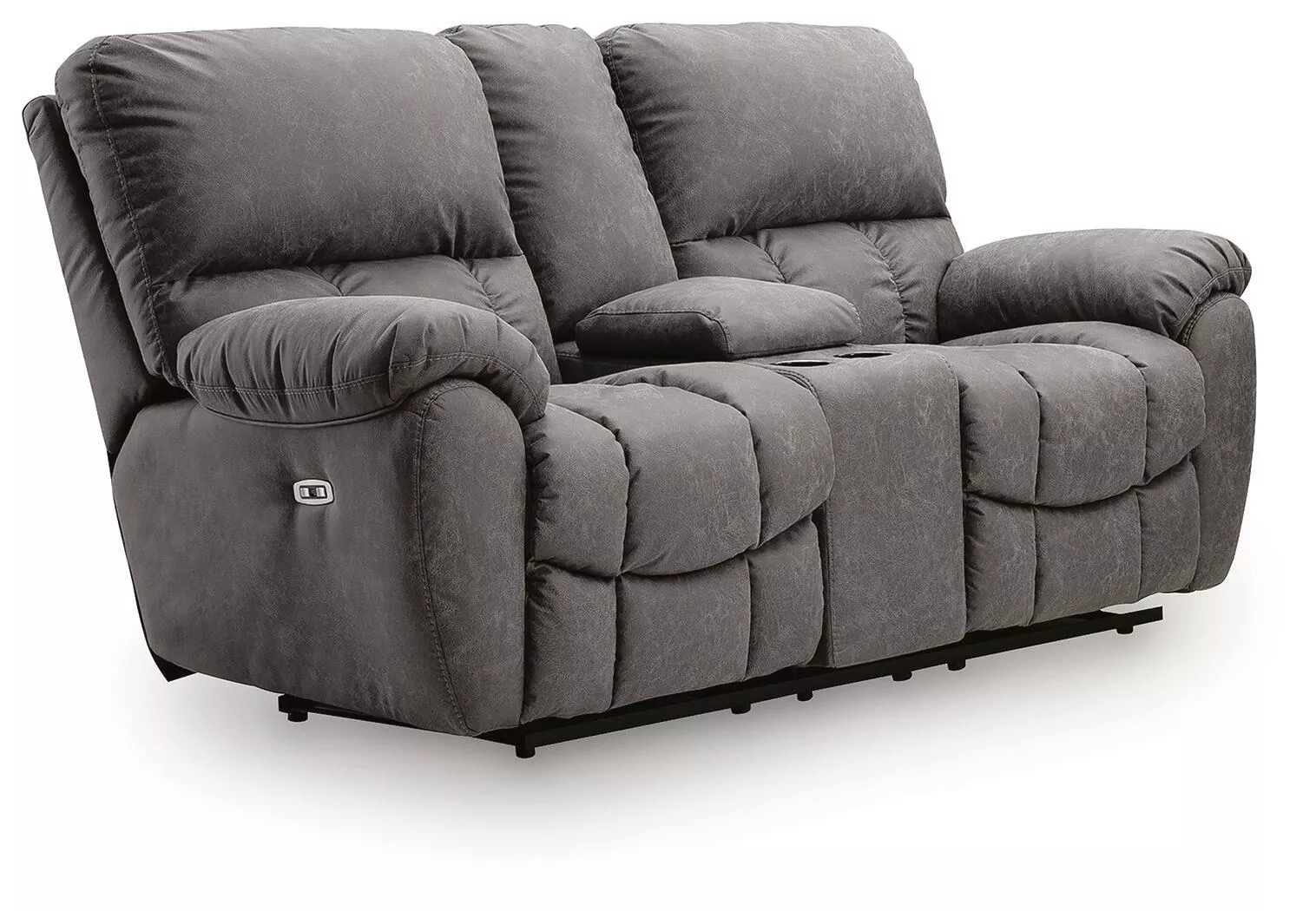 Bakerstein - Power Reclining Loveseat/Console/Adjustable Headrest - Galaxy
