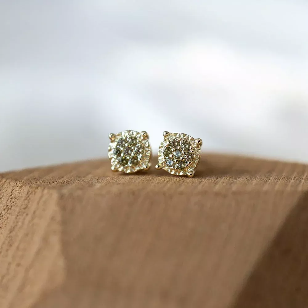 Bedazzle Stud Earrings - Moss Green