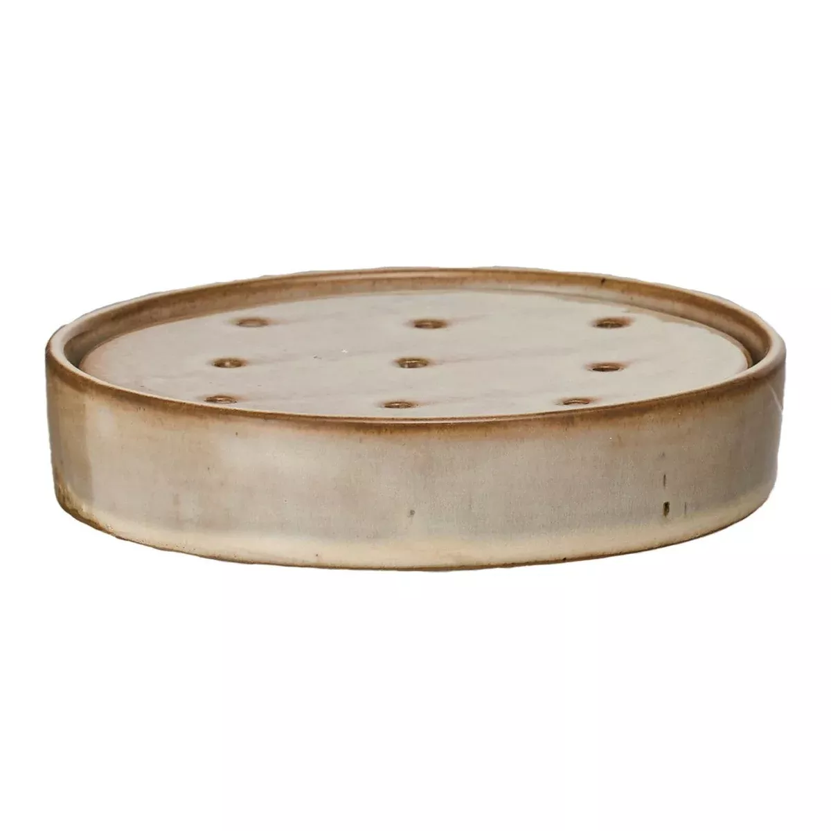 Beige Stoneware Soap Dish With Removable Tray