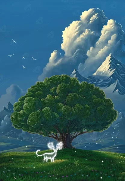 Big Tree with Deer