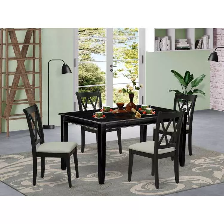 Black 5Pc Dining Set with Table and Chairs