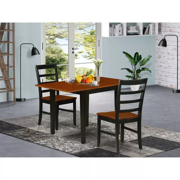 Black & Cherry 3-Piece Dining Set - Table & 2 Chairs