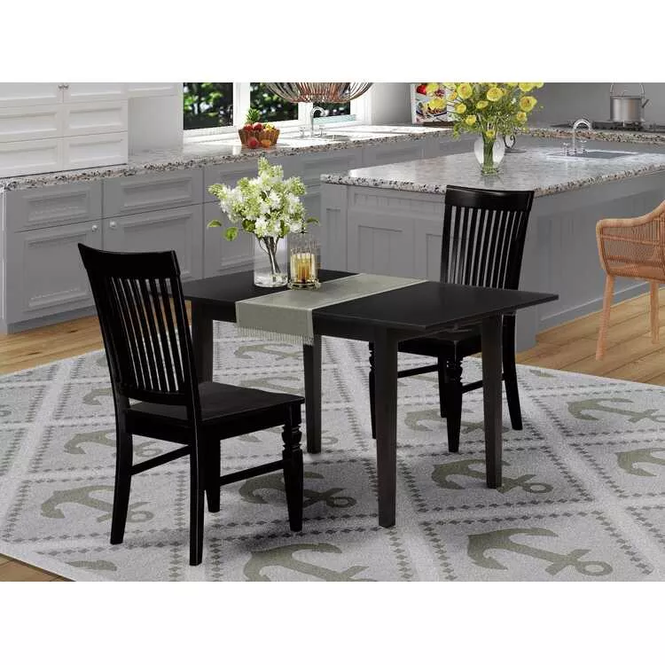 Black Rectangular Dinette Set and Dining Table 3-Piece
