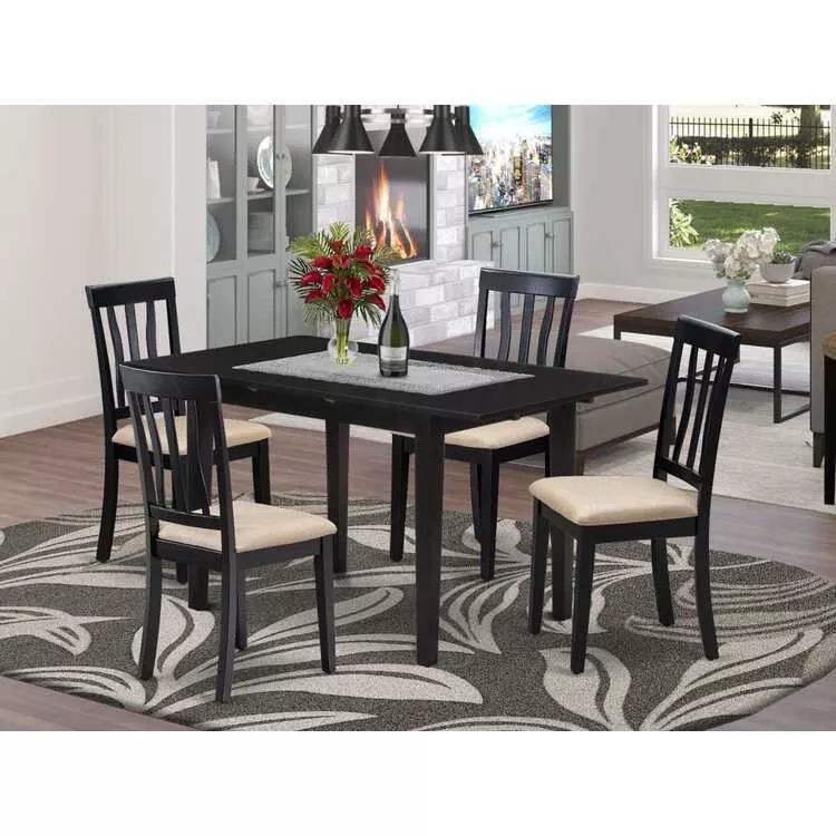 Black Rectangular Dinette Set & Kitchen Table 5-Piece