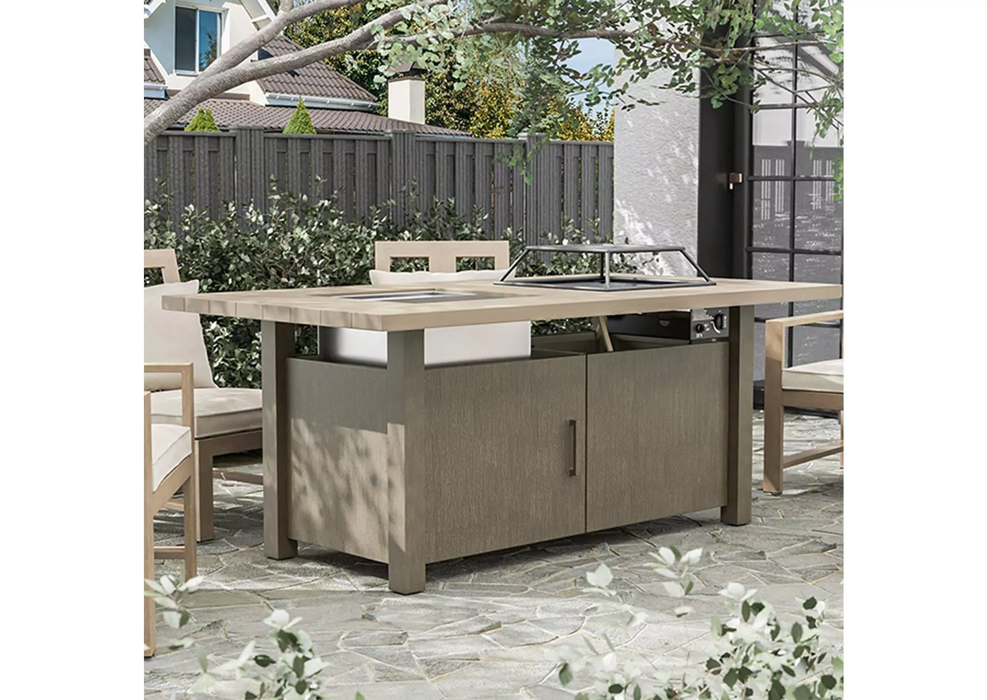 Bordeaux - Dining Table w/ Fire Pit & Cooler