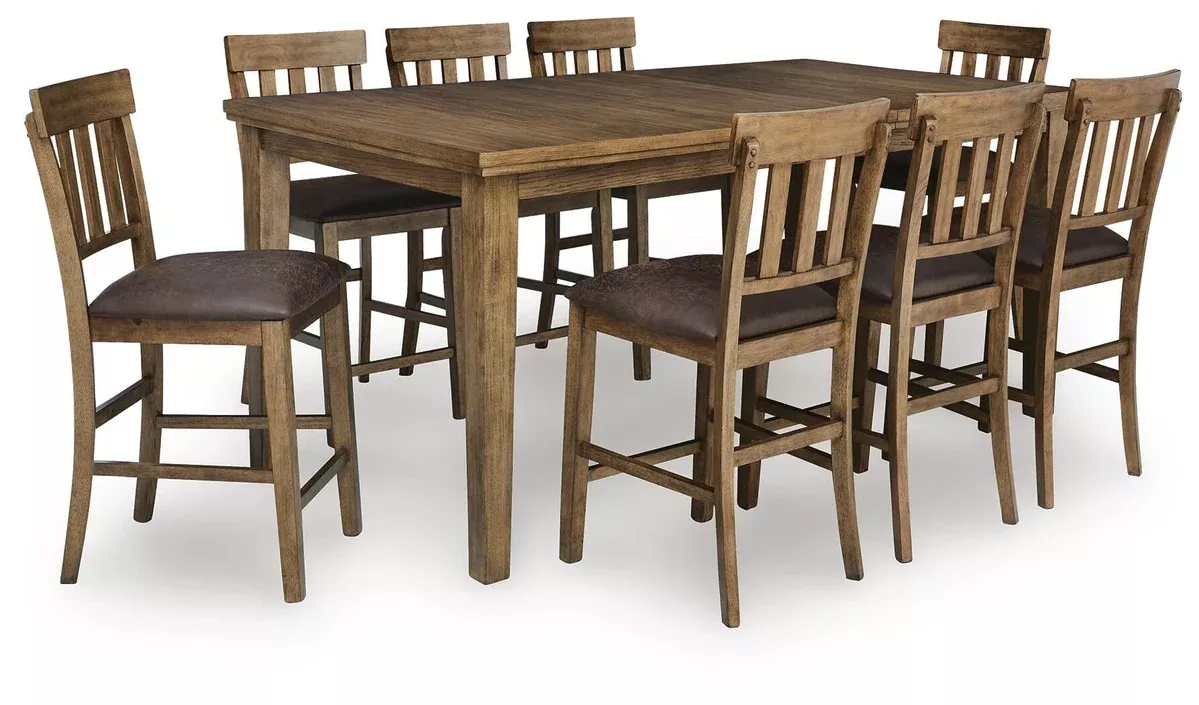 Broxtyn Counter Height Dining Table and 8 Barstools