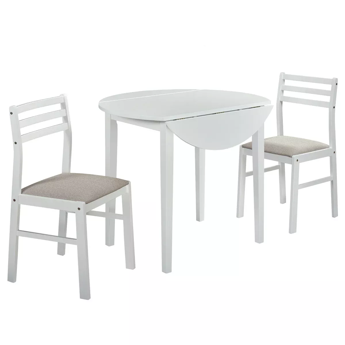 Bucknell 3-piece Round Drop Leaf Dining Table Set White