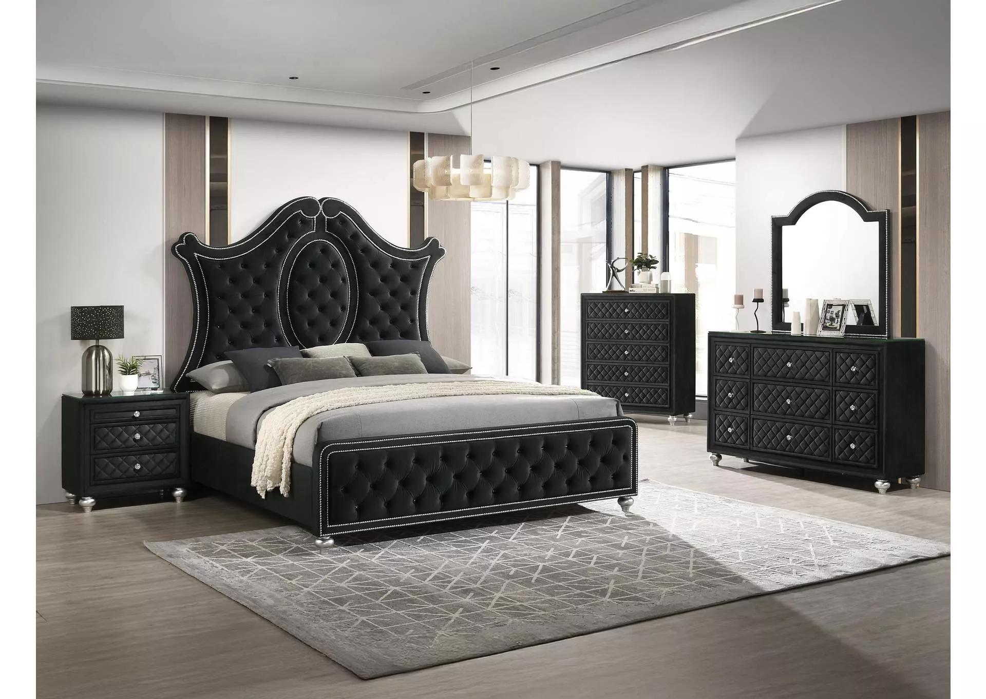 CAMEO QUEEN BED - BLACK