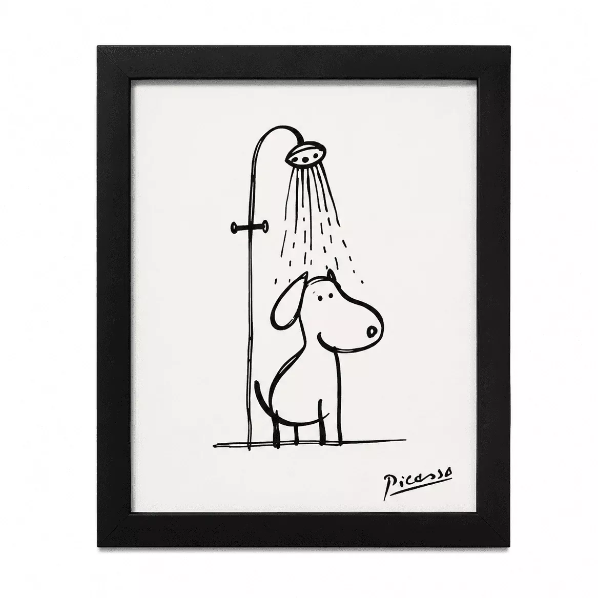 Canine Under Shower - Framed Print