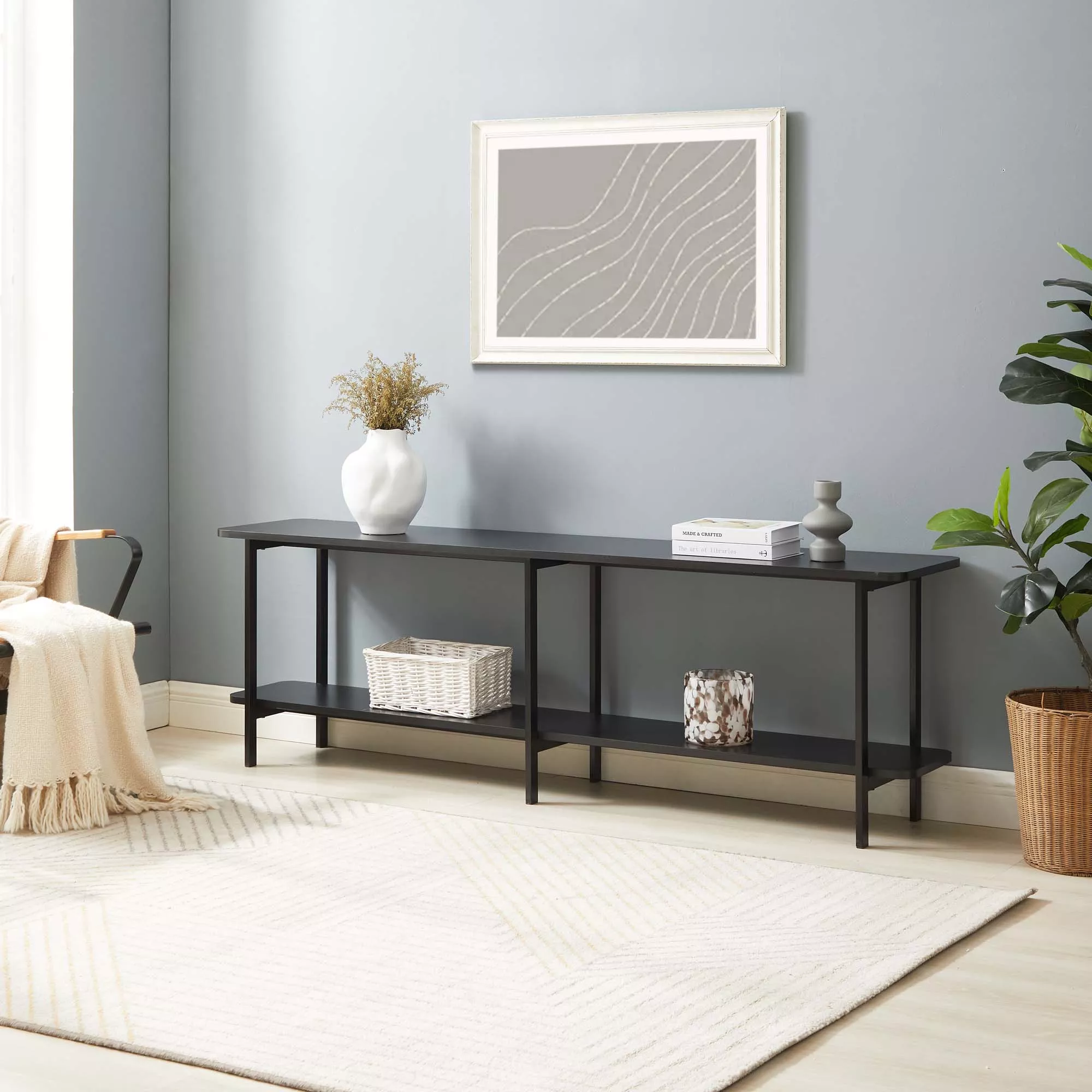 Celine Black Low Console Table