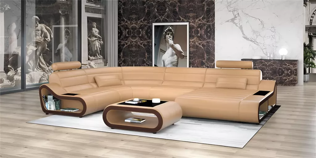 Chaise Integrated Leather Sectional Sofa