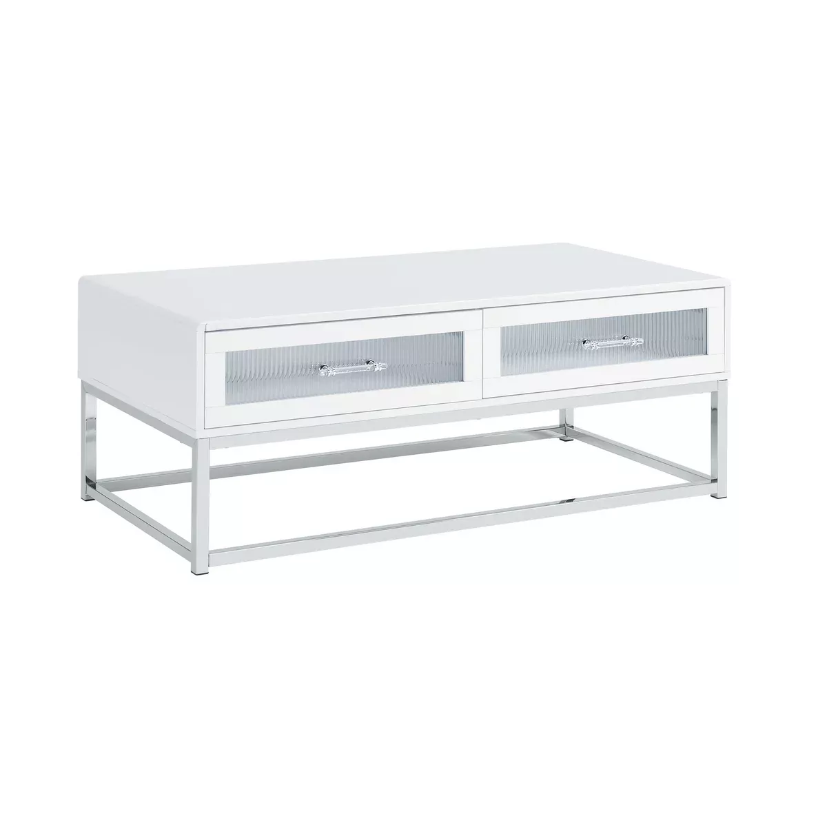 Chandra - Coffee Table With LED And Battery Pack - Glossy White
