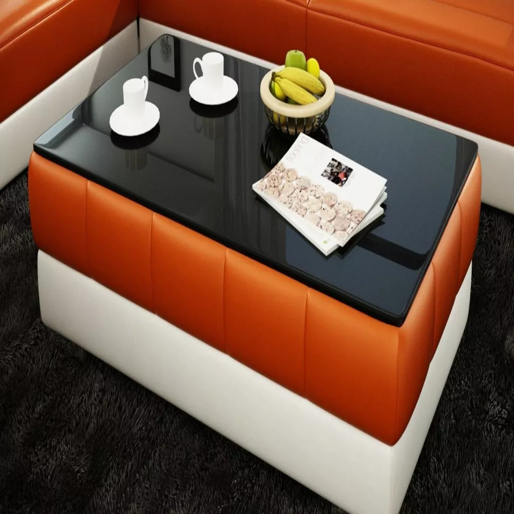 Charming Rectangular Leather Coffee Table