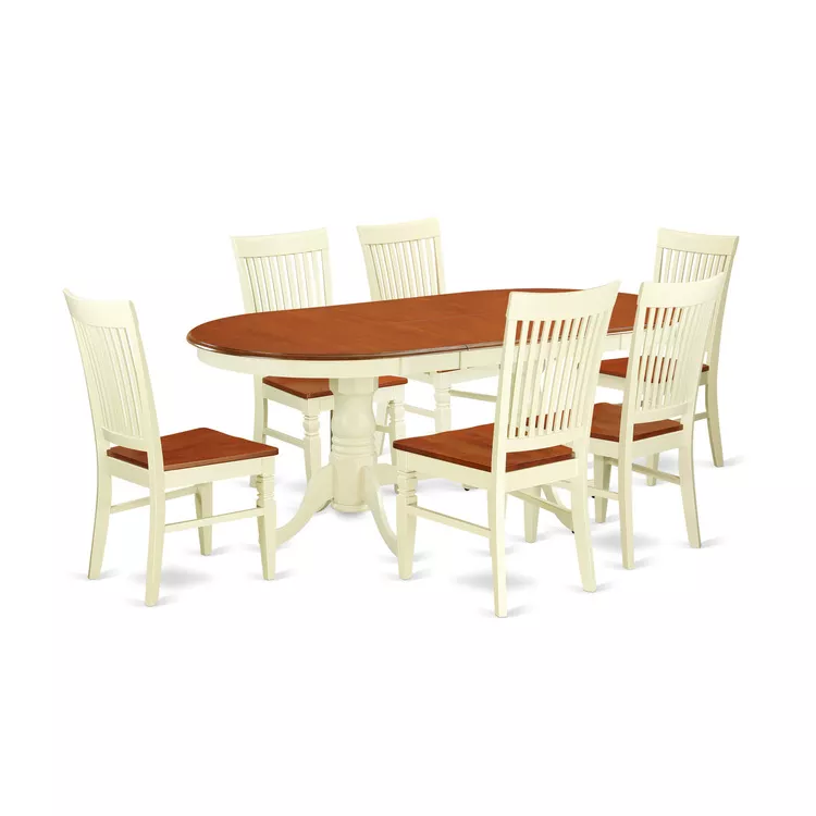 Cherry Finish Kitchen Dining Table Set with Storage Expansion Leaf