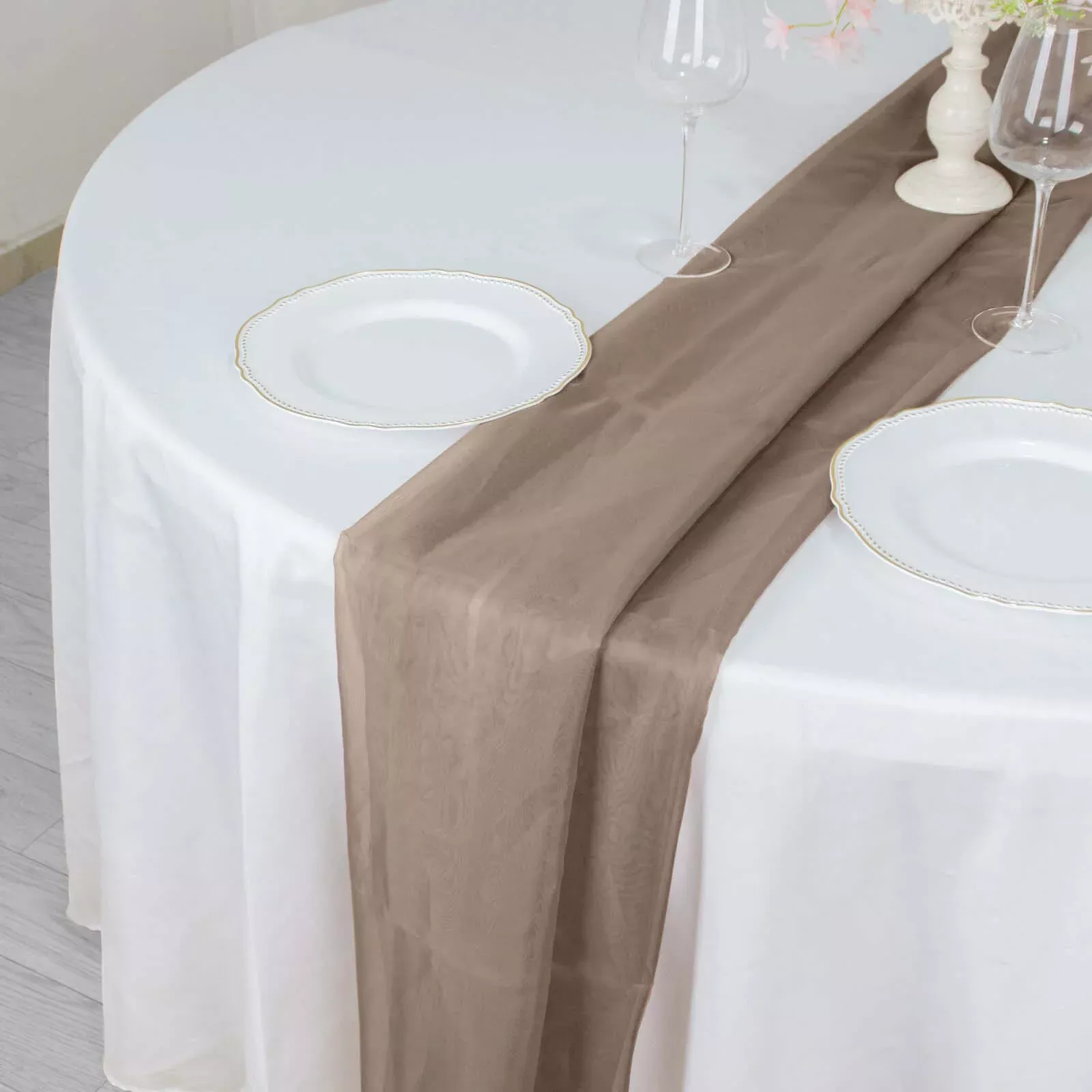 Chiffon 6ft Table Runner Taupe - Flowy & Lightweight Table Decor