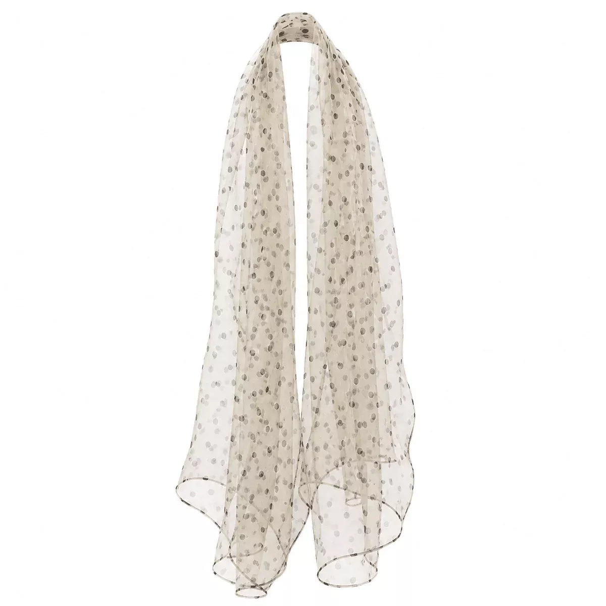 Chiffon Scarf - Beige Polka Dot