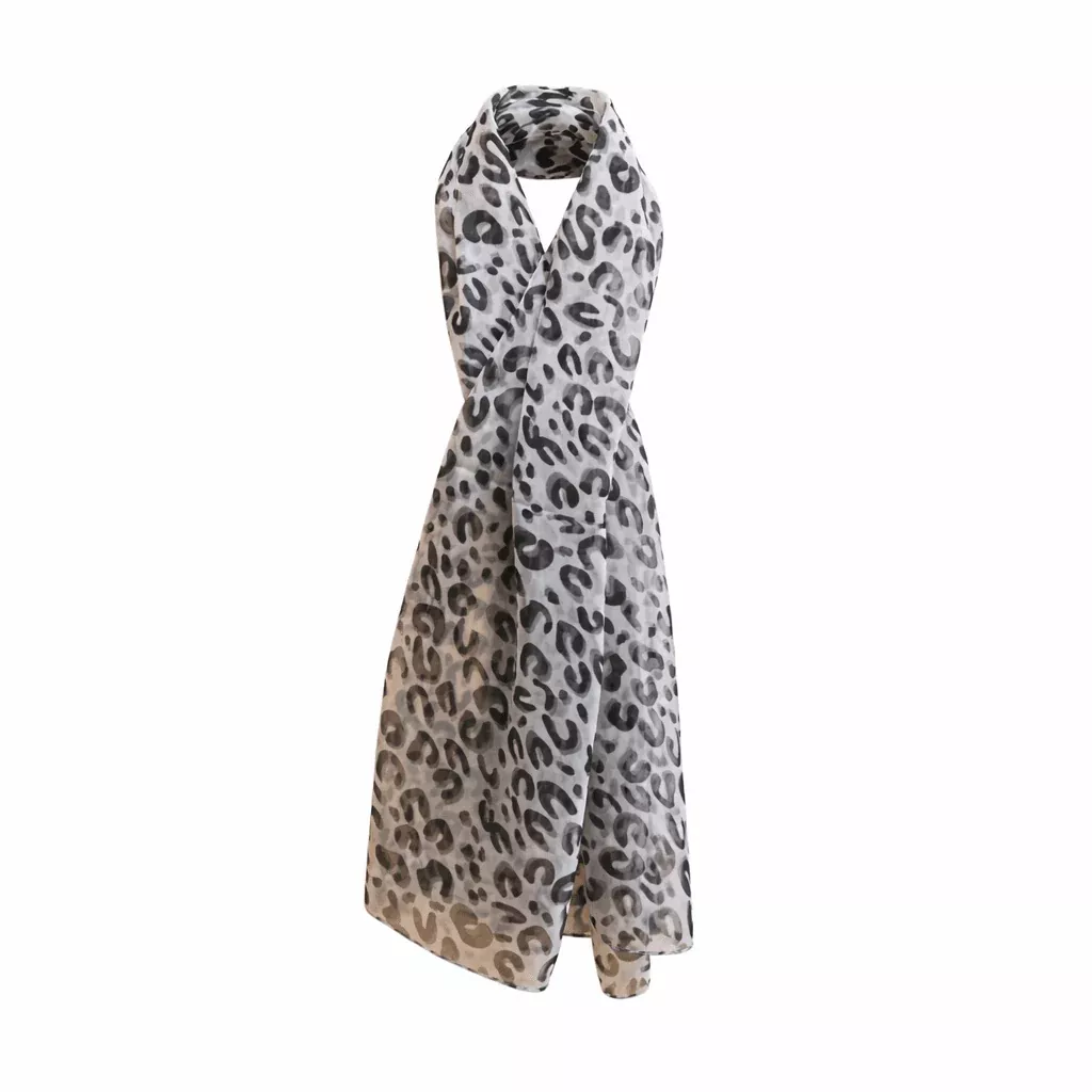Chiffon Scarf - Black & White Leopard