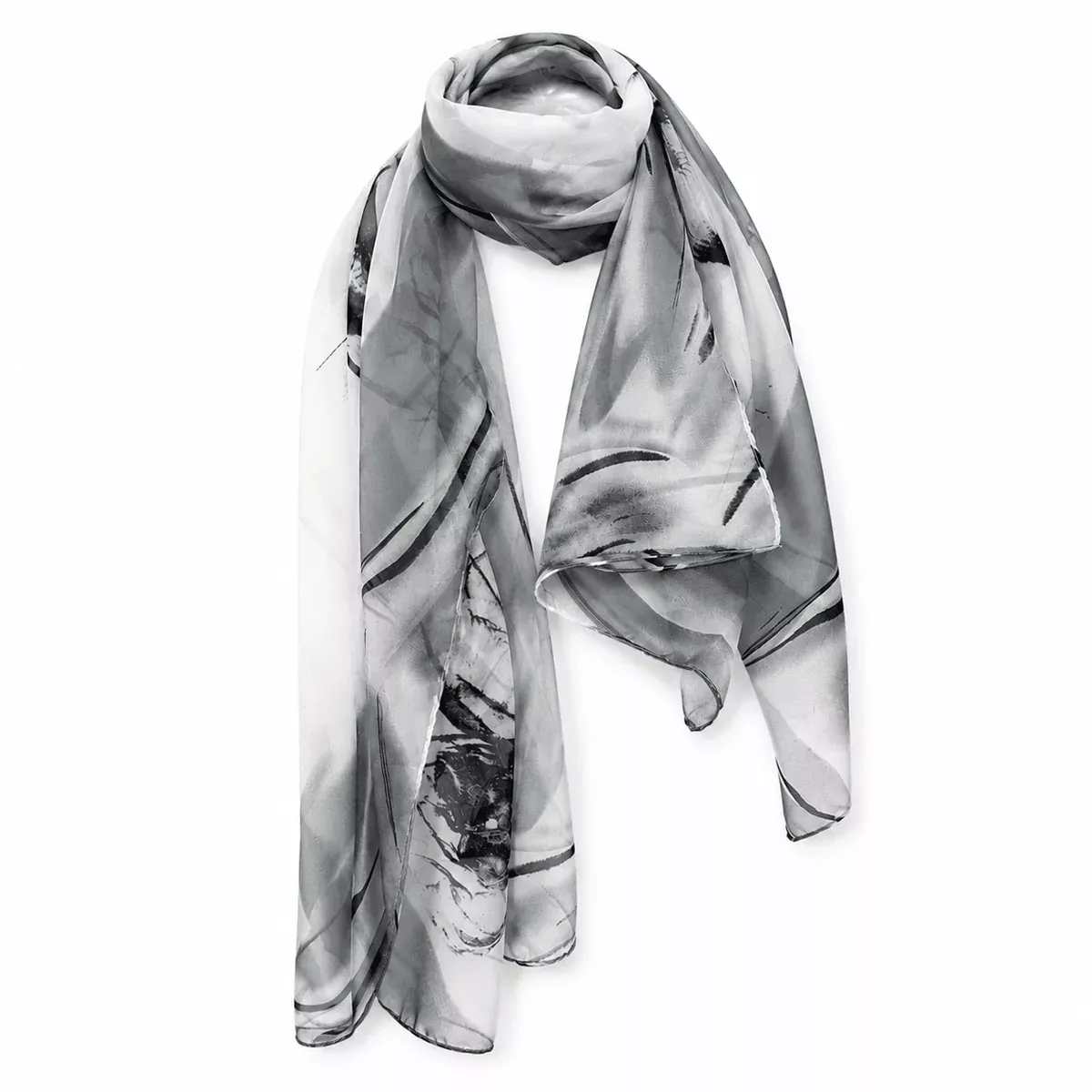 Chiffon Scarf - Greyscale Floral