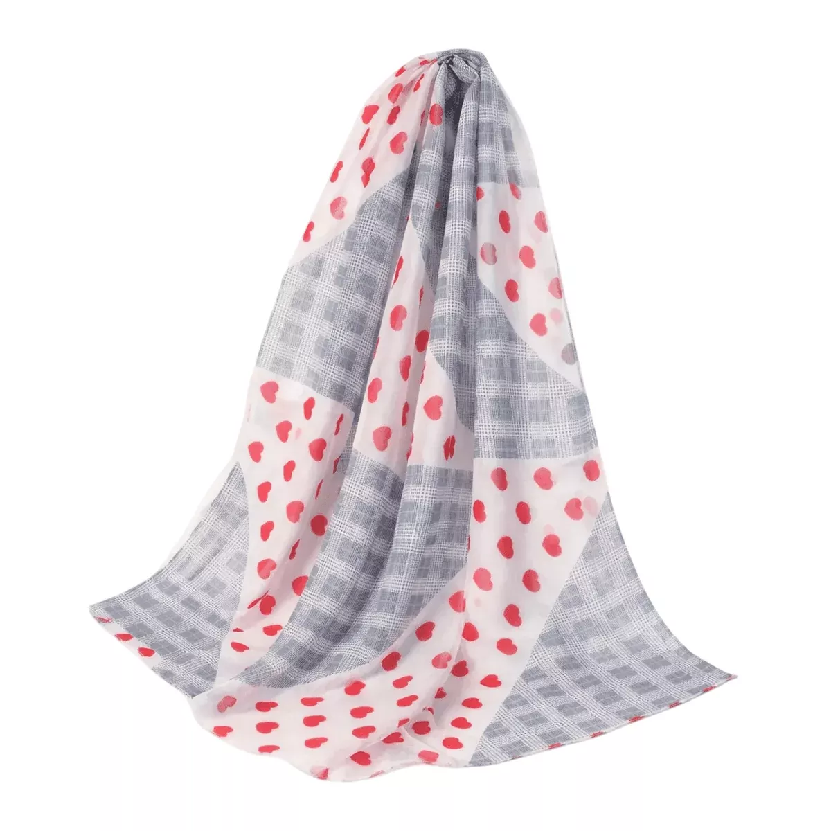 Chiffon Scarf - Heart & Plaid