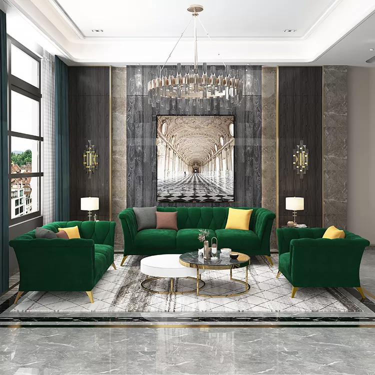 Classic Elegant Designed Fabric Sofa Set