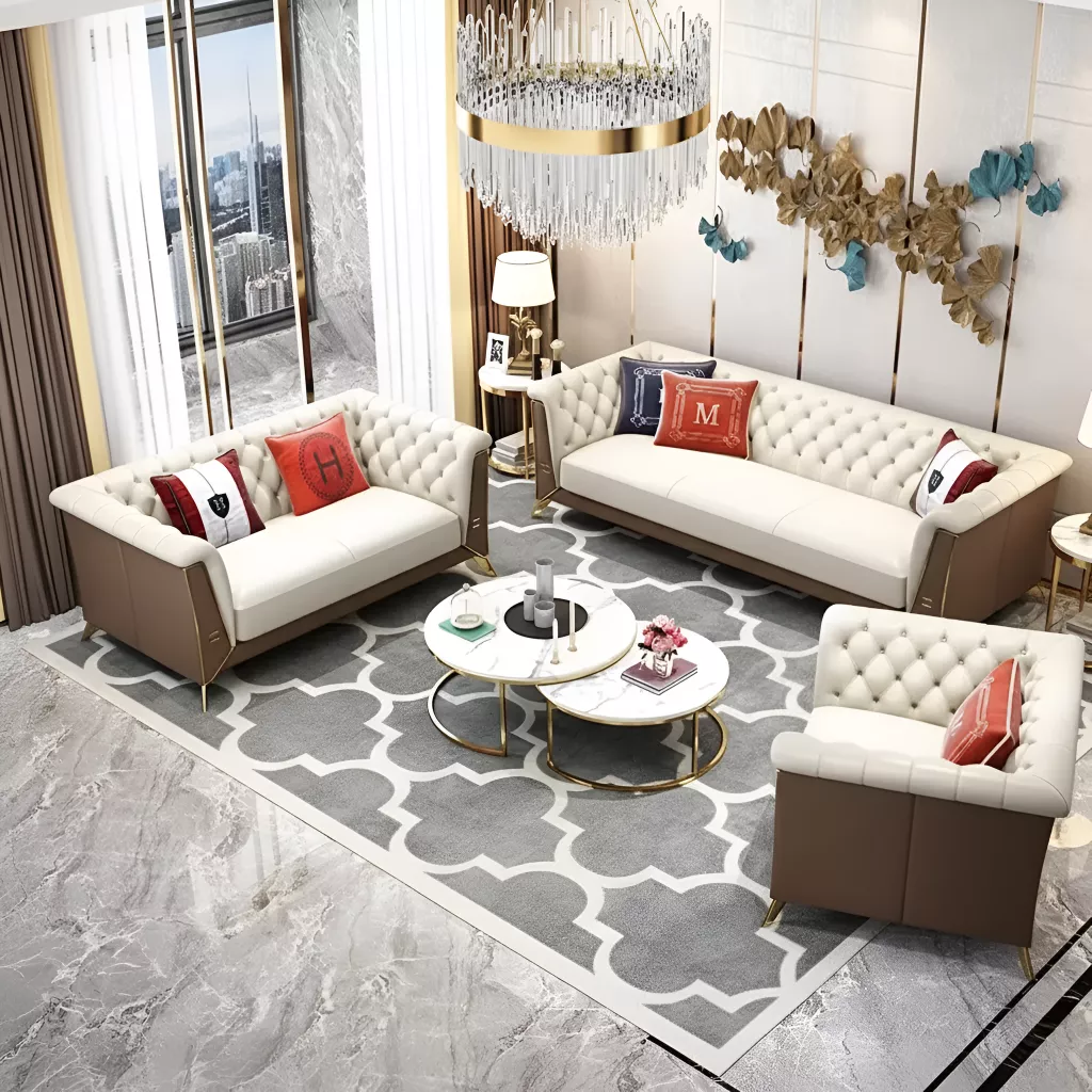 Classic Luxurious Leather Sofa Set