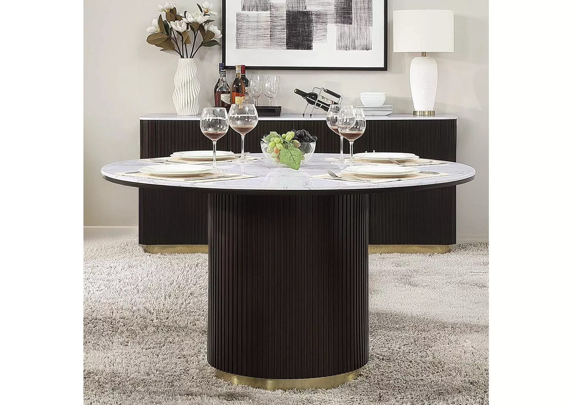 Clayten Round Dining Table with Marble