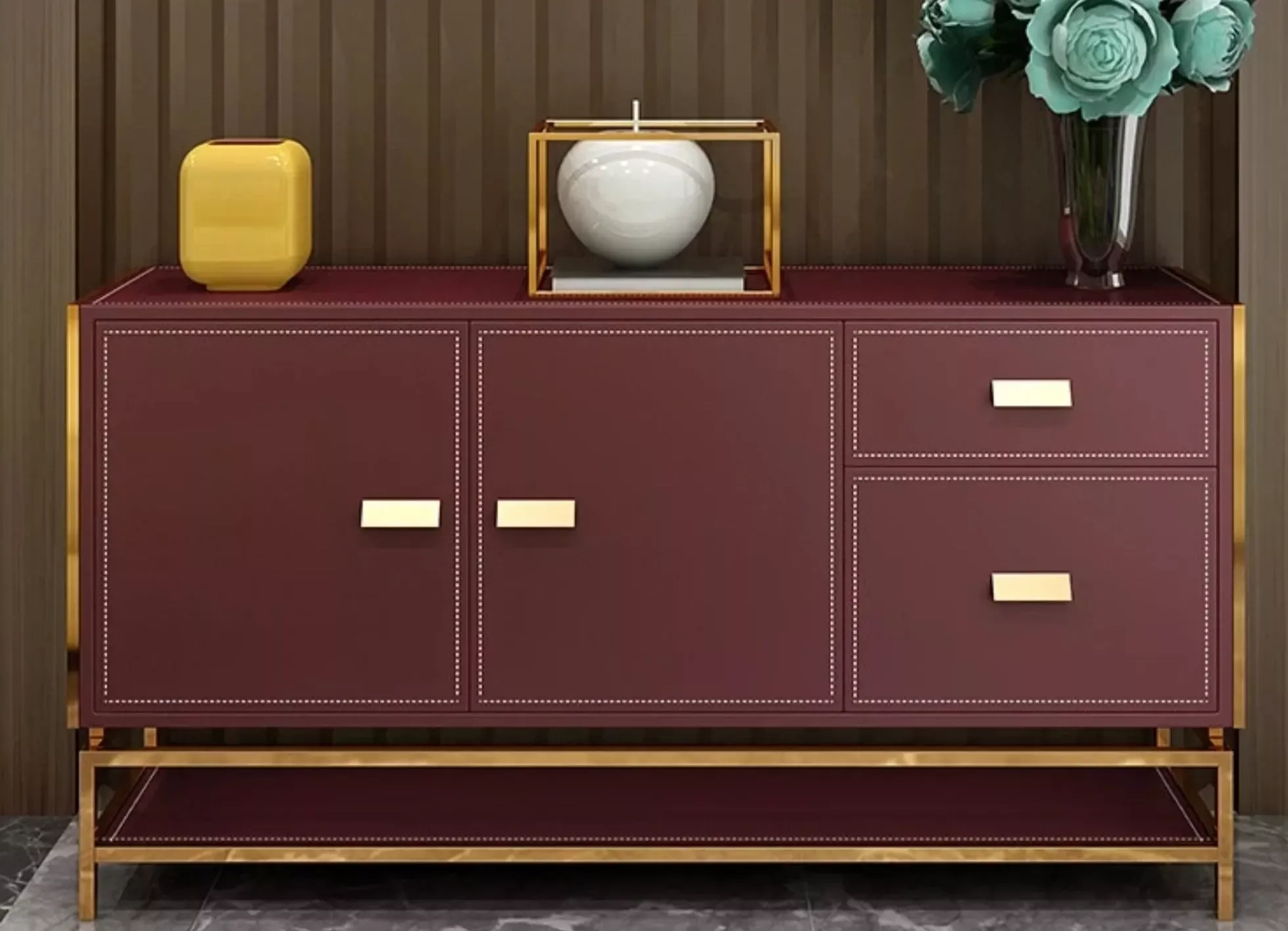 Clean Spacious Wooden Buffet Table