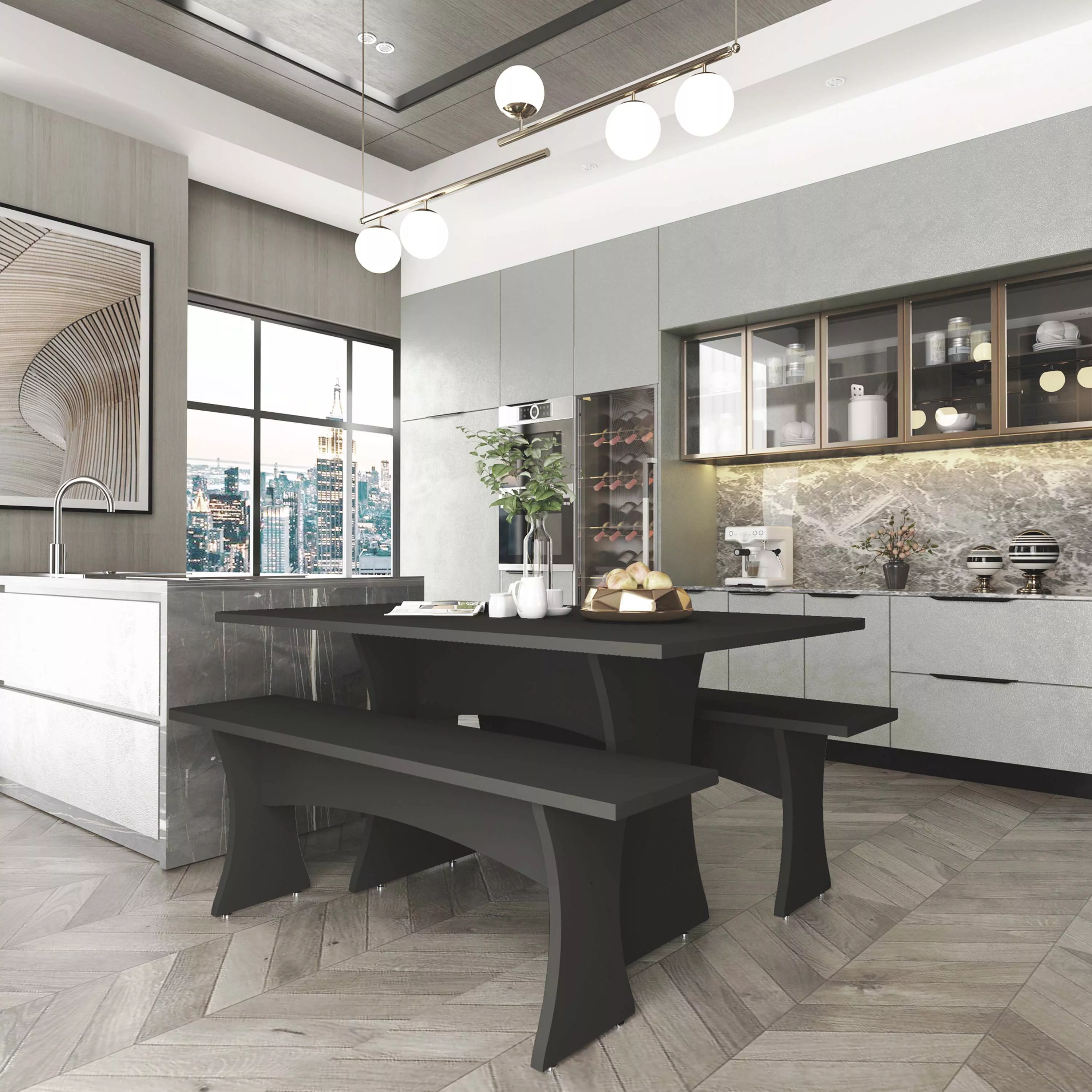 Coney Gray 3-Piece Dining Set