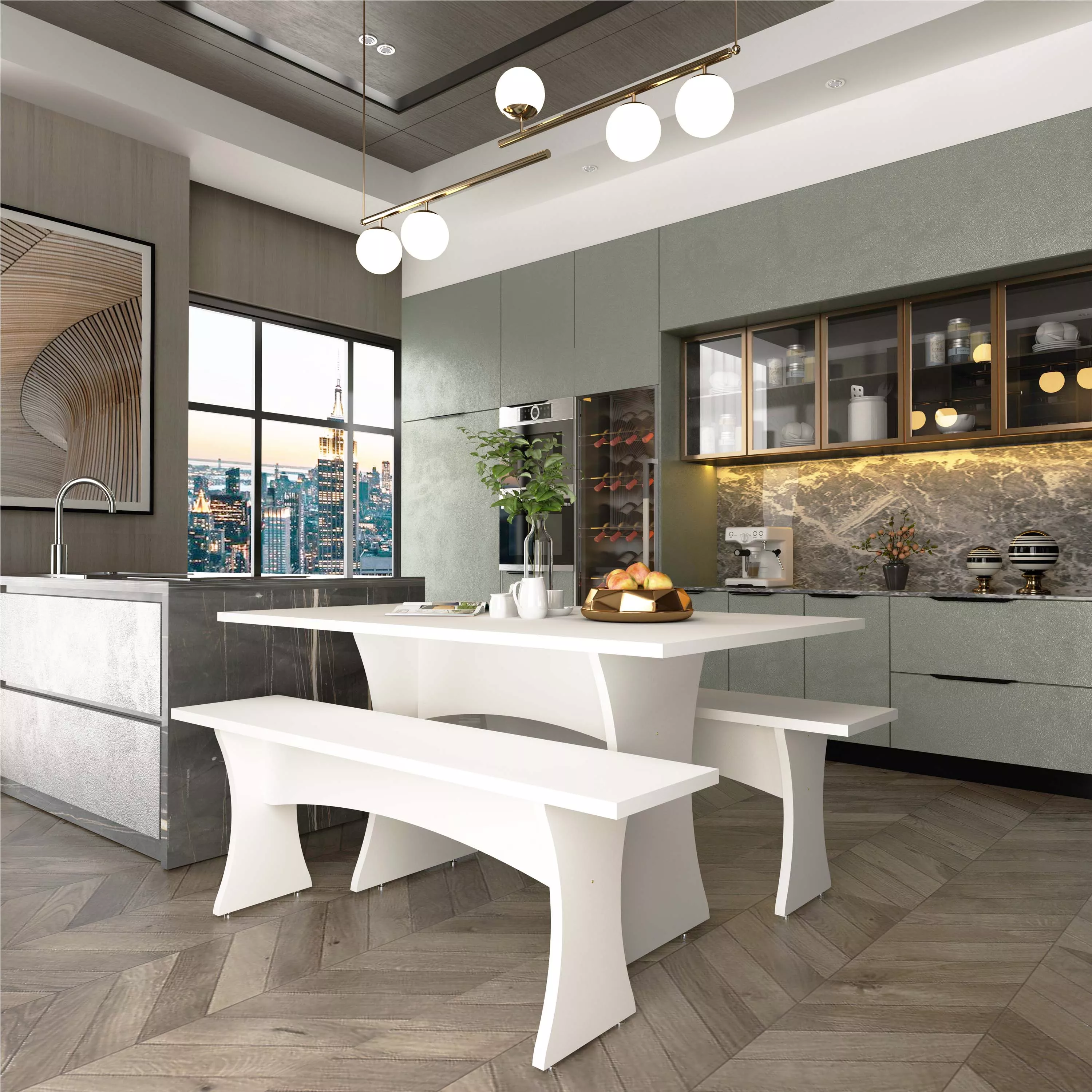 Coney White 3-Piece Dining Set