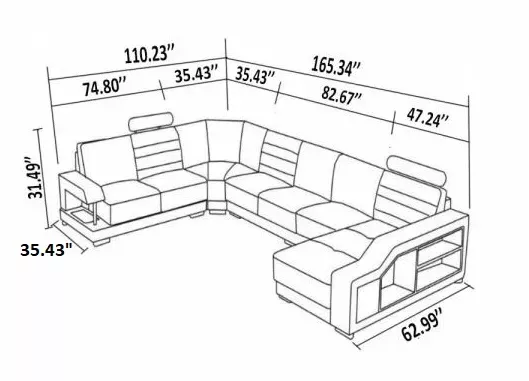 Contemporary Interior Fabric Sectional Sofa Set