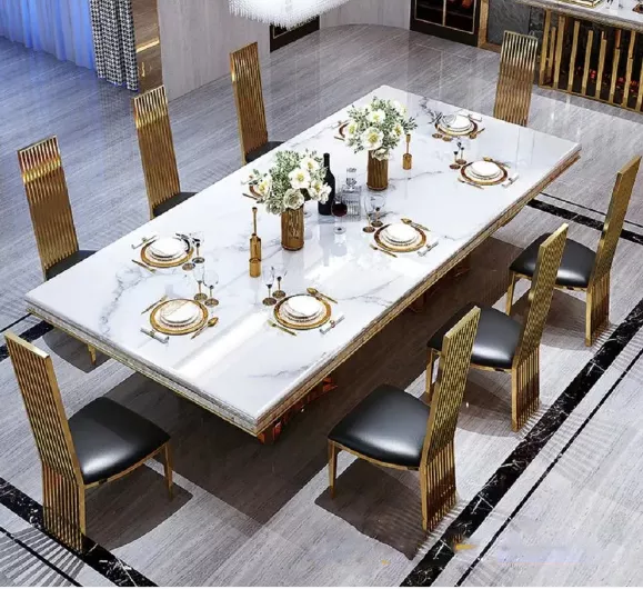 Contemporary Marble Dining Table Set