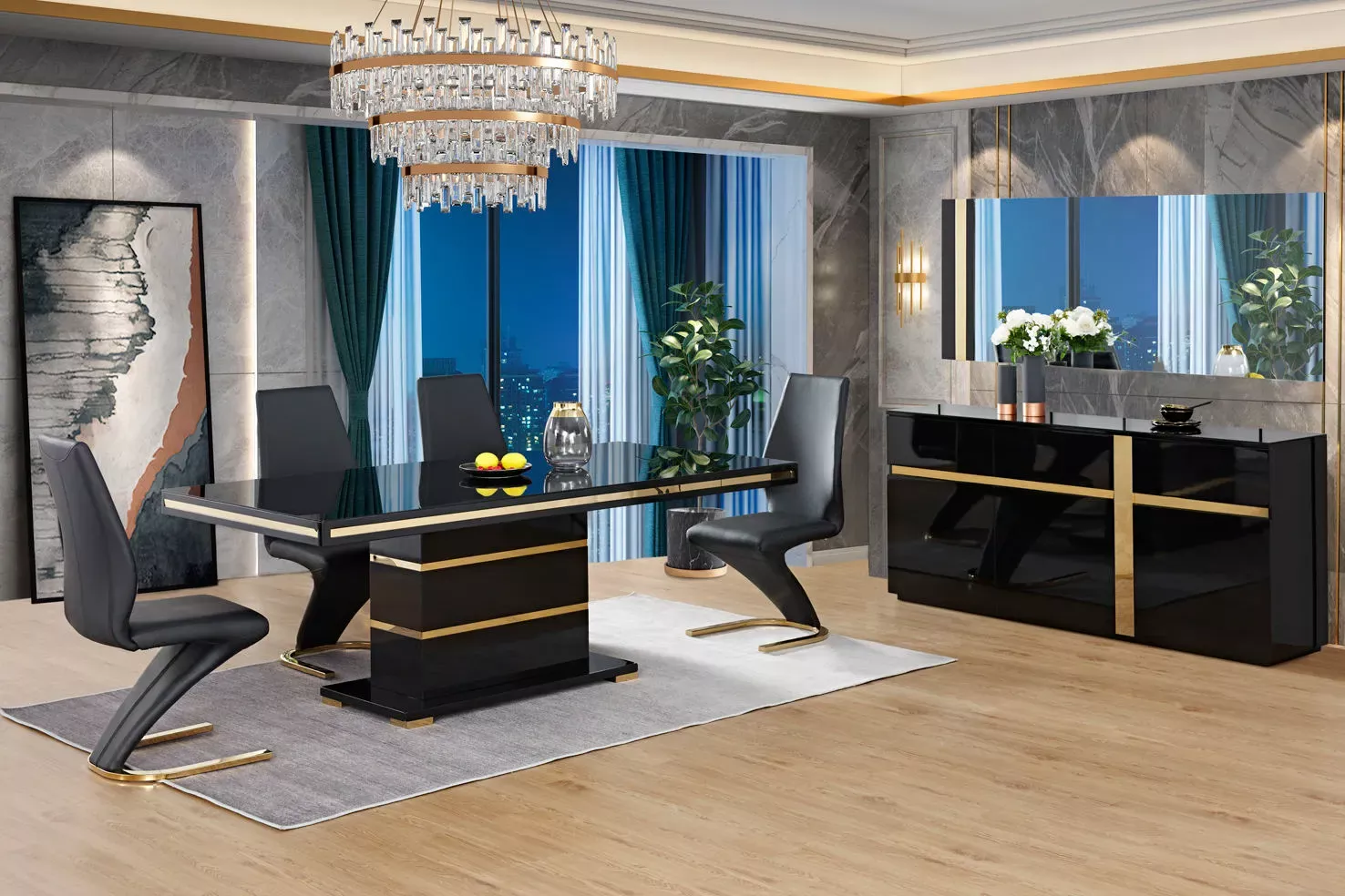 Contemporary Rectangular Wooden Dining Table
