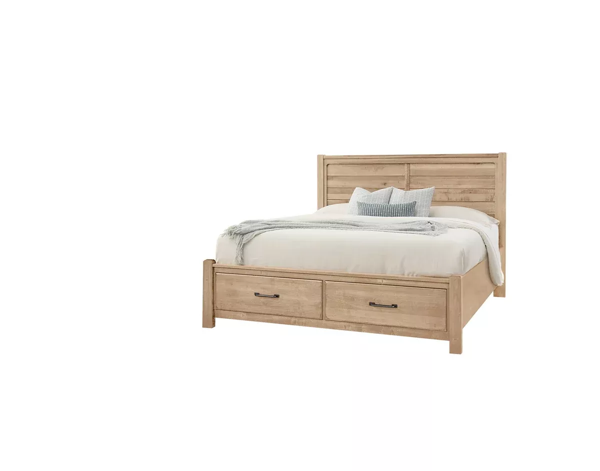 Cool Rustic - Plank Bed With Footboard Storage - Clear Maple