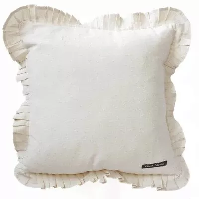 Cream Cushion With Ruffled Edge