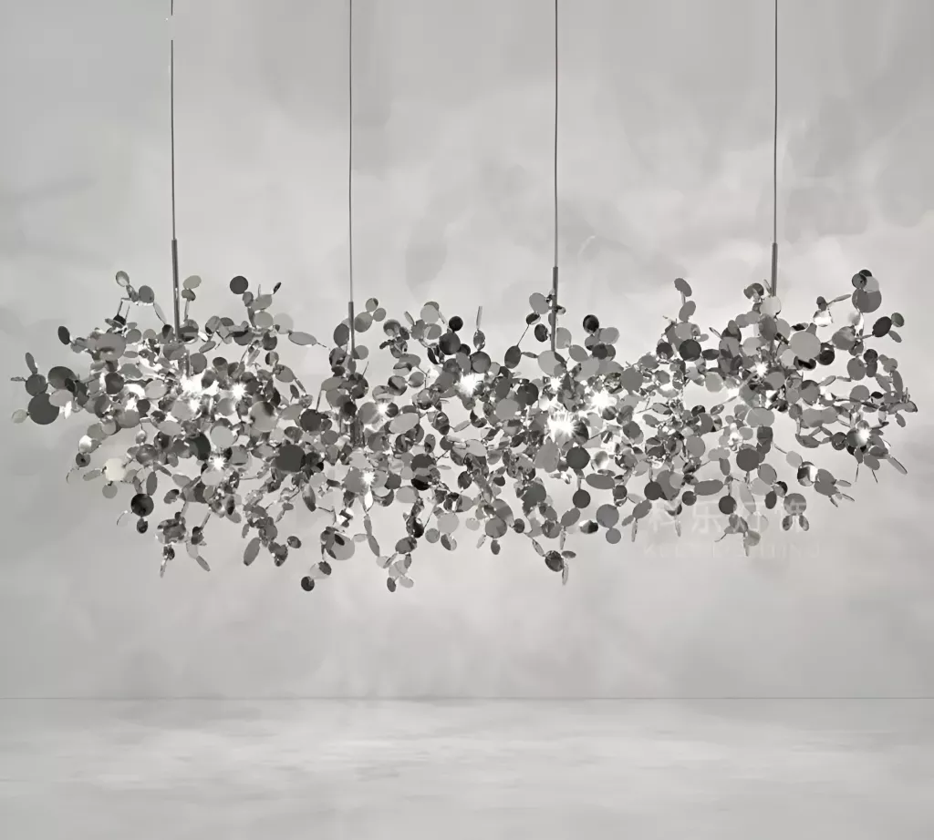 Creative Modern Stainless Leaf Ceiling Chandelier Light