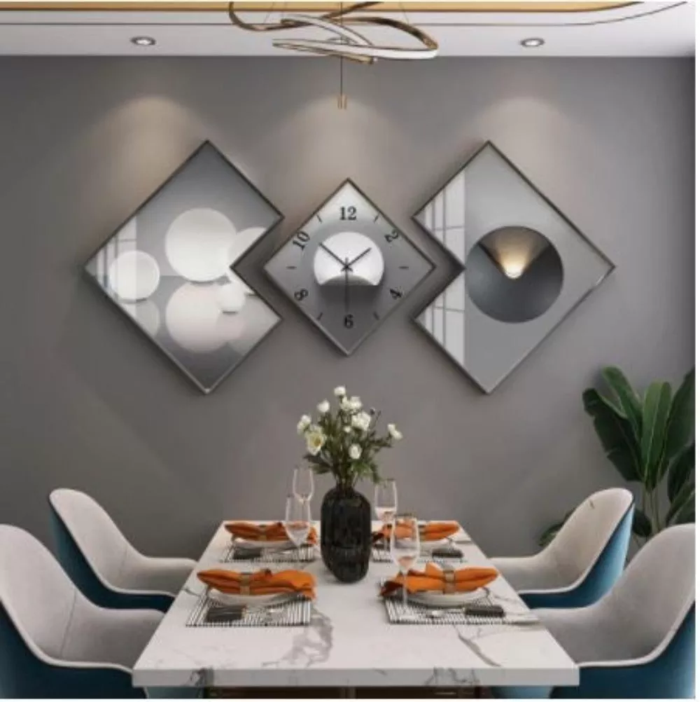 Creatively Designed Silent Wall Clock for Background Decor