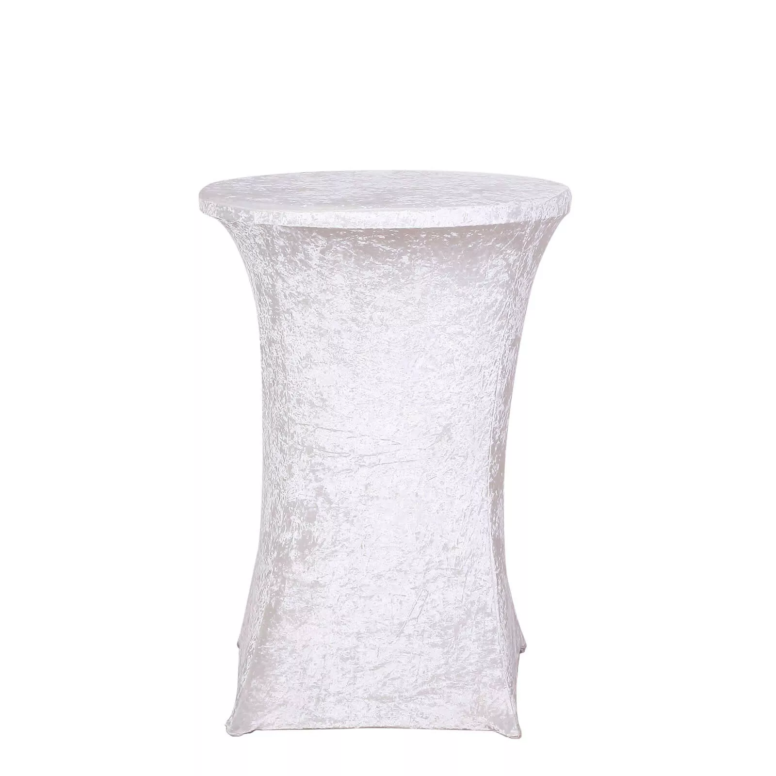 Crushed Velvet Spandex 30" Round Cocktail Table Cover White Smooth Highboy Tablecloth