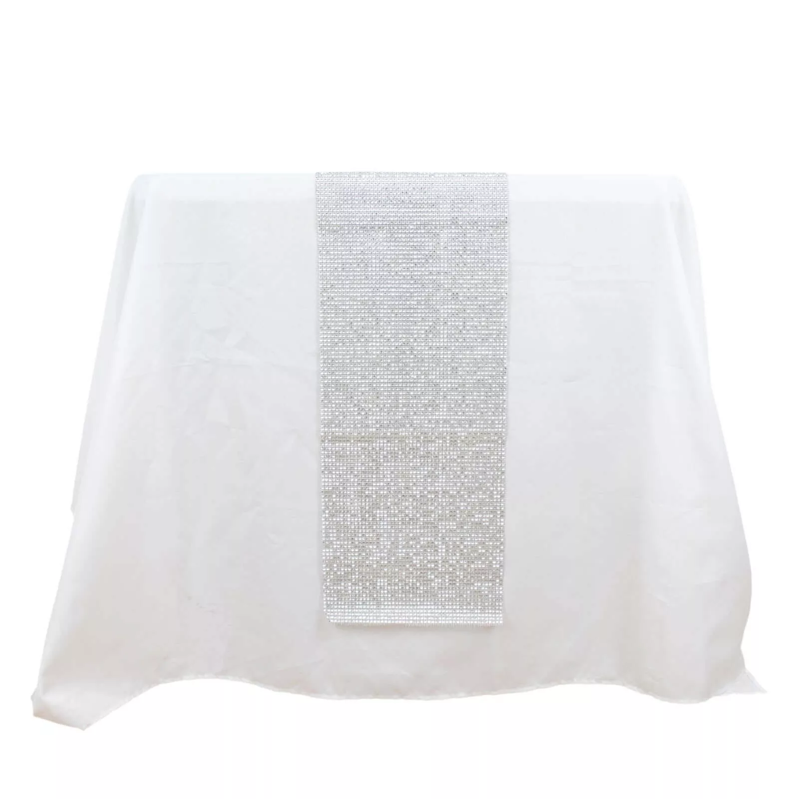 Crystal Rhinestone 10"x108" Table Runner Silver - Chic Diamond Accent