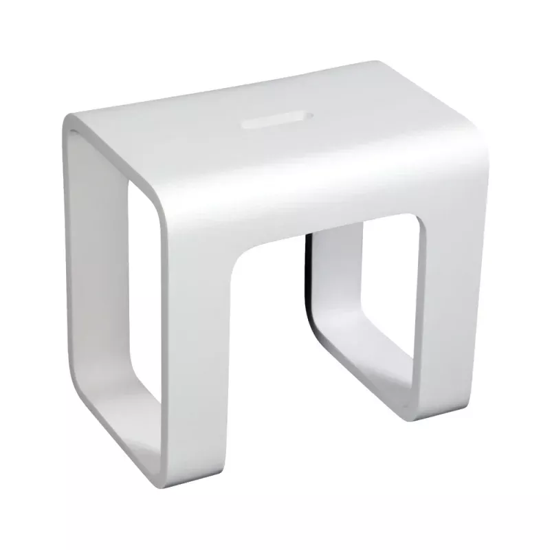 Cube Bathroom Stool in Composite Matte White