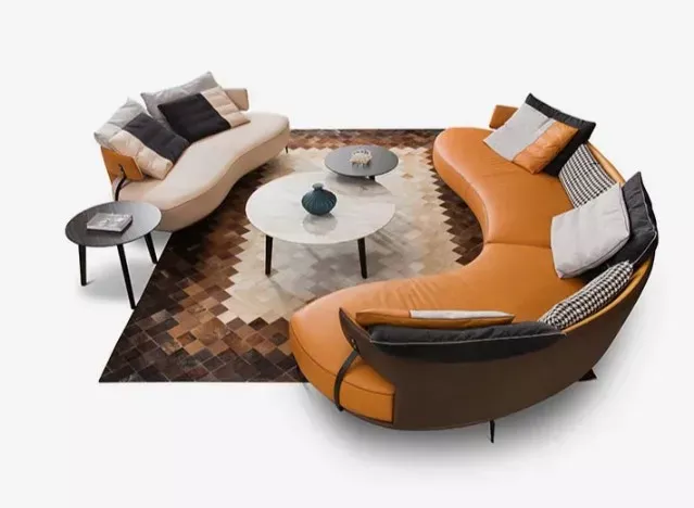Curvy Design Leather Sofa Set