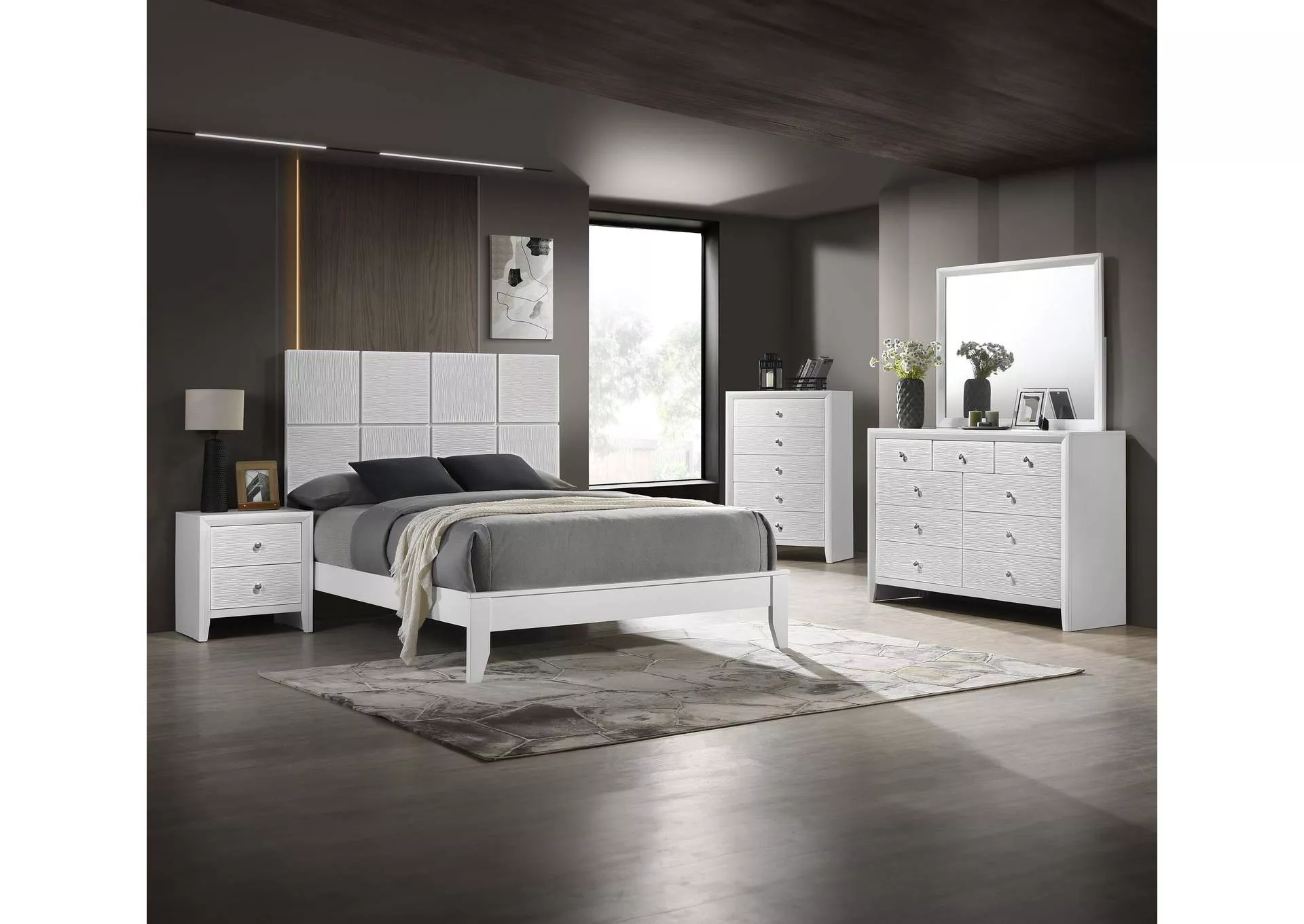 DENKER FULL BED - WHITE