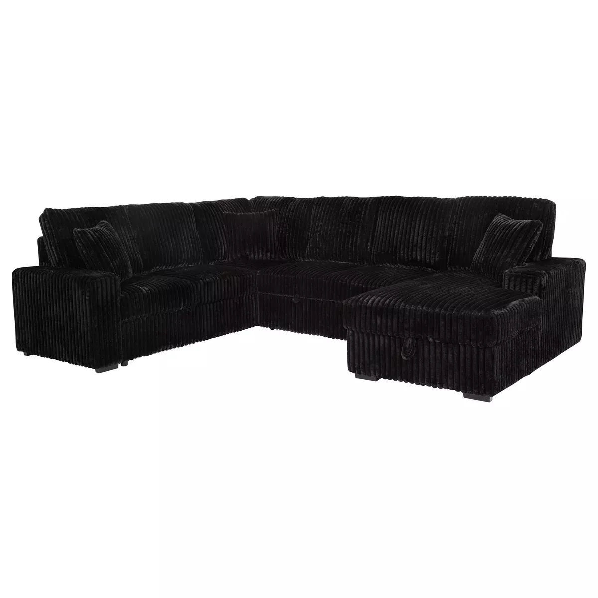 Devonshire Sleeper Sectional Sofa Storage Chaise Black