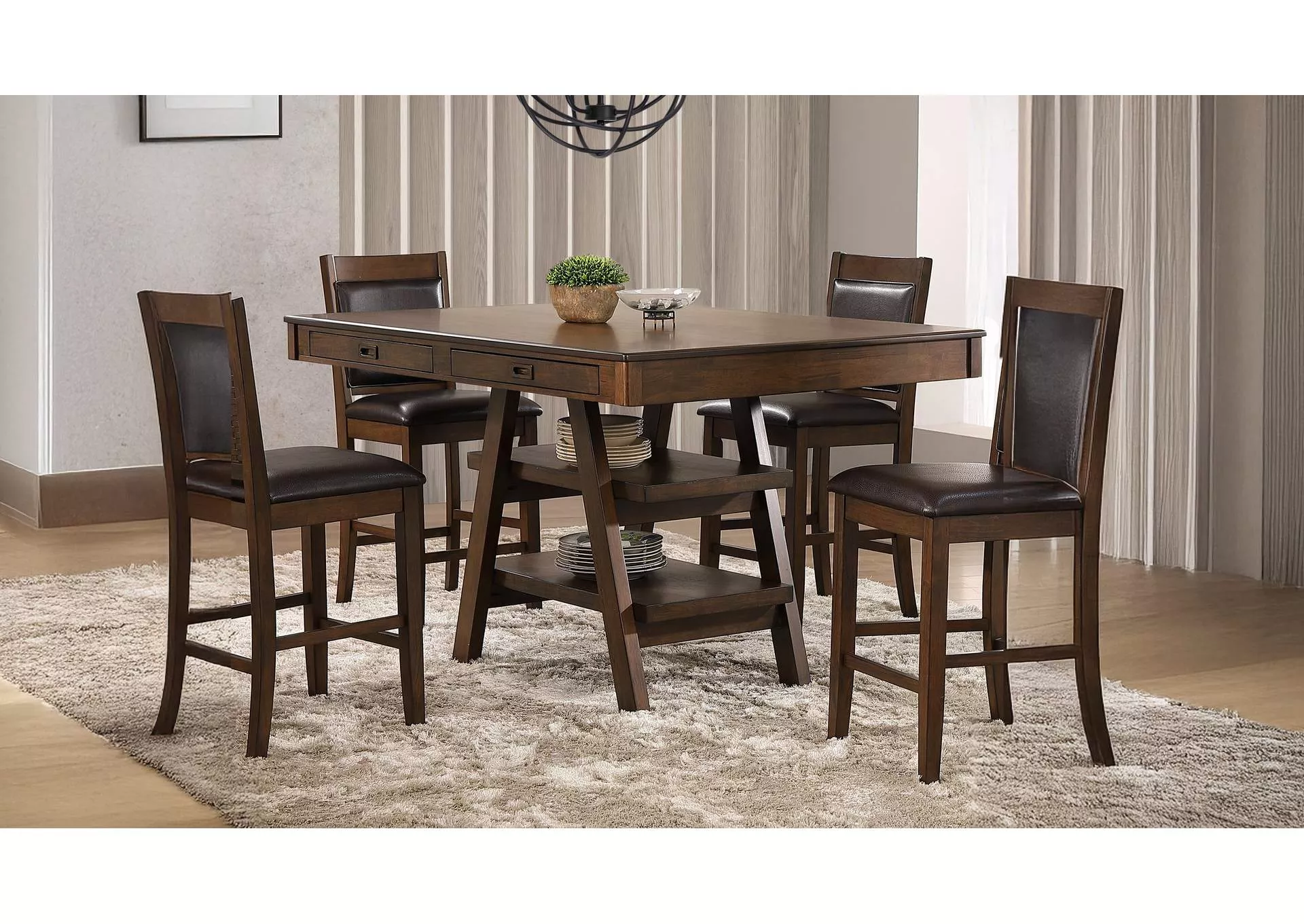 Dewey 5-piece Rectangular Dining Table Set Walnut