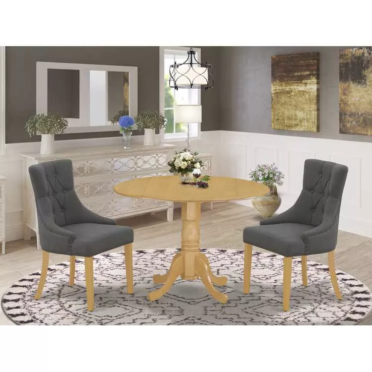 Dinette Set Oak Finish Rounded Table Chairs
