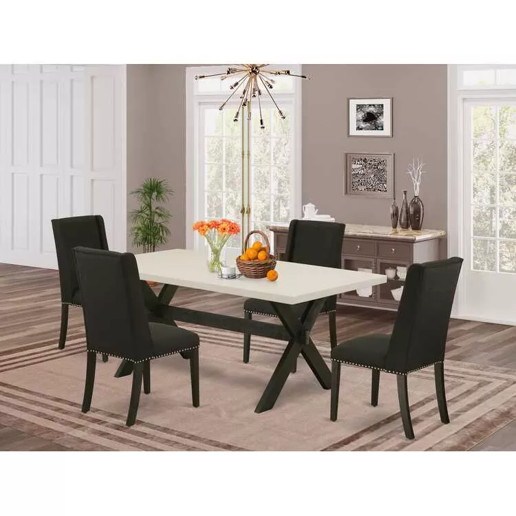 Dining Room Set 5-Pc & 4 Upholstered Chairs Rectangular Table