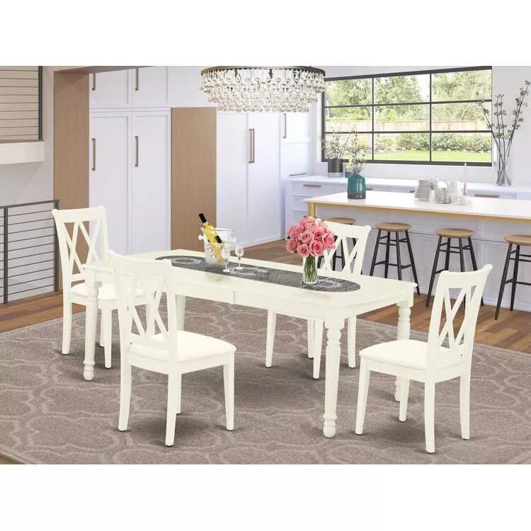 Dining Set Linen White Double X Back Chairs