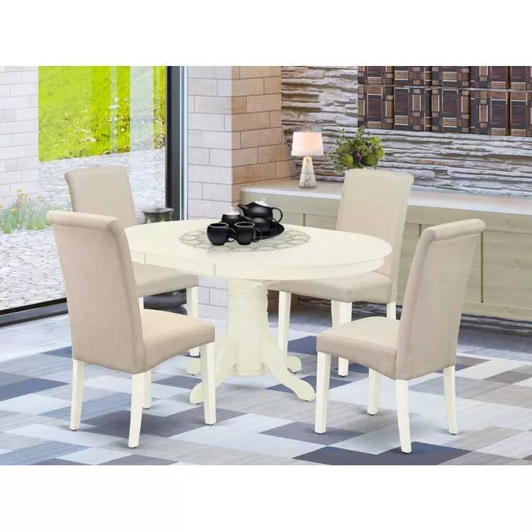 Dining Set Oval Table Butterfly Leaf Parson Chairs