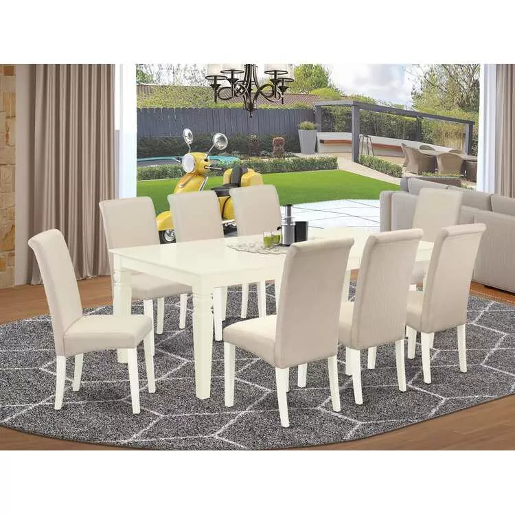 Dining Set Rectangle Table Butterfly Leaf Parsons Chairs