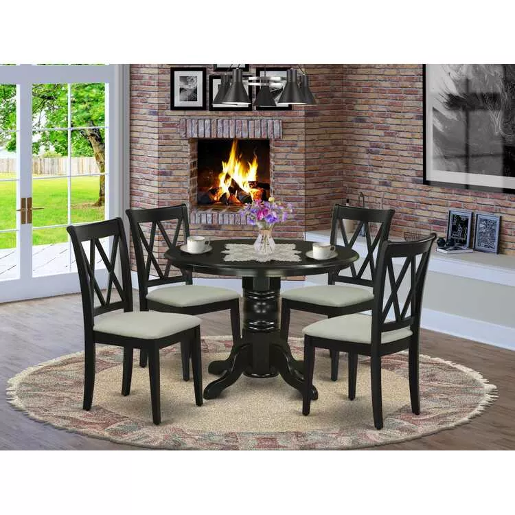 Dining Set Round Table & 4 Kitchen Chairs